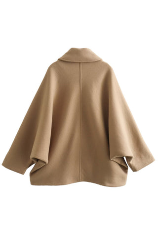 lapel cape sleeves Loose-fitting coat