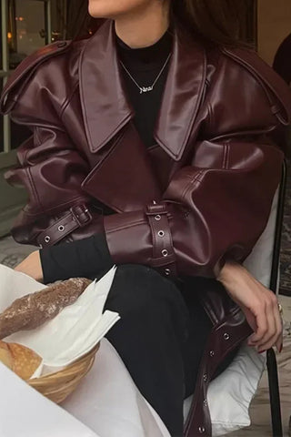 Vintage Lapel Leather Jacket