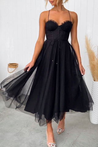 Sweetheart Neckline Chiffon Midi Dress