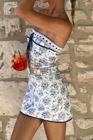 Off-Shoulder Print Lace-Up Sleeveless mini Dress