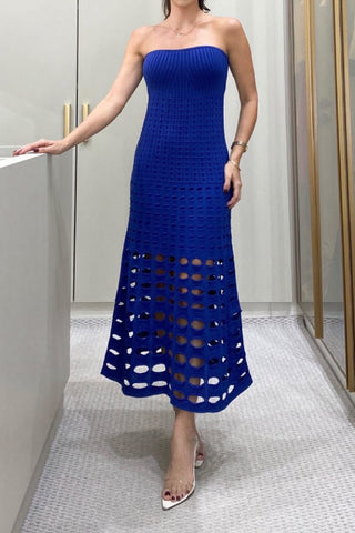 Fine knitted strapless midi dress