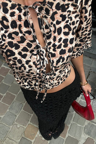 Casual Bow Tie Leopard Print Shirt