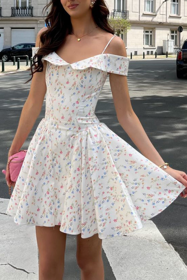 Floral French Palace Sweet Sling Mini Dress