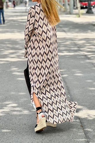 V-neck printed long sleeve maxi dress