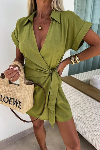 Casual Lapel Short Sleeve Romper