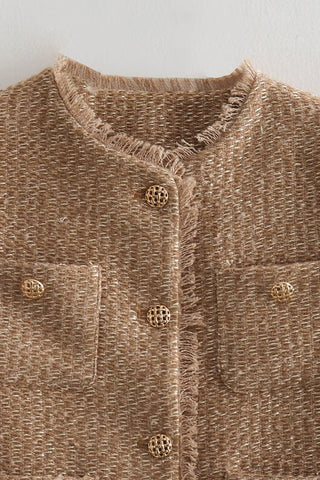 Tweed Single Breasted Short Jacket