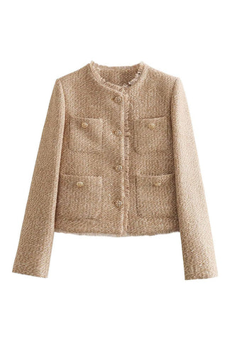 Tweed Single Breasted Short Jacket