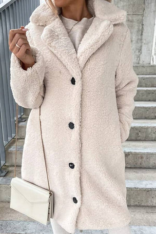 Collar women's plush top long coat