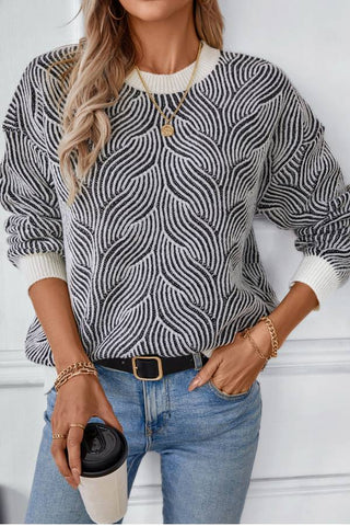 Retro Casual Contrast Striped Knited Sweater