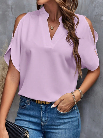 V-neck stylish off shoulder sleeves women's top