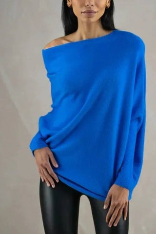 Comfortable temperament knitted pleated pullover