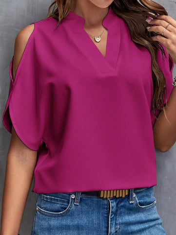 V-neck stylish off shoulder sleeves women's top