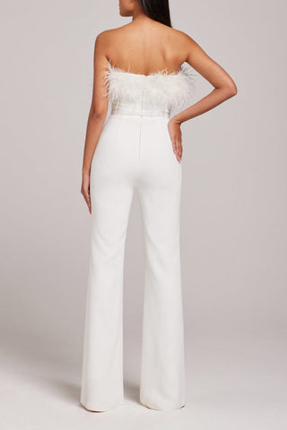 Bandeau Feather Sleeveless Overall Jumpsuit