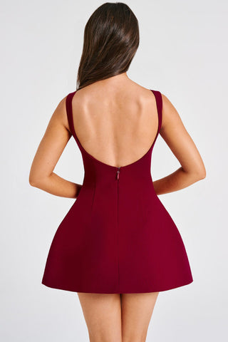 Solid Color Backless Sleeveless Mini Dress