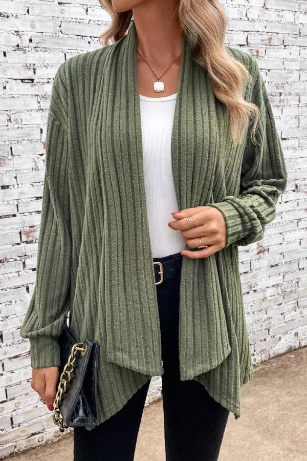 Long sleeved solid color loose cardigan