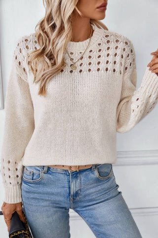 Hollow Out Crochet Knit Pullover Sweater