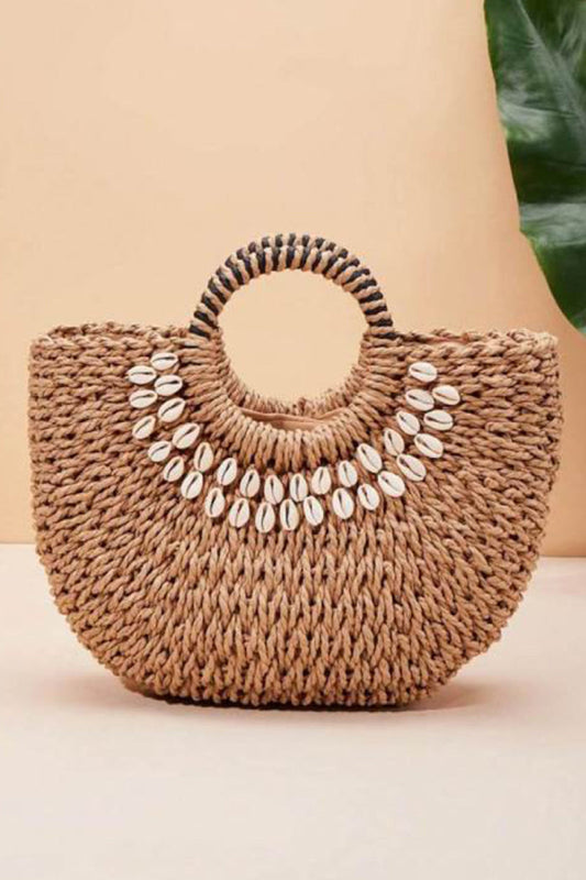 Shell Decor Straw Bag