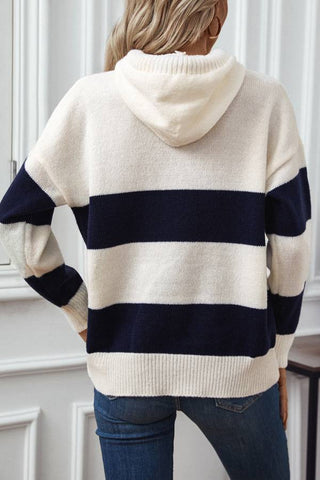 Knitted Color Block Striped Crochet hoodies