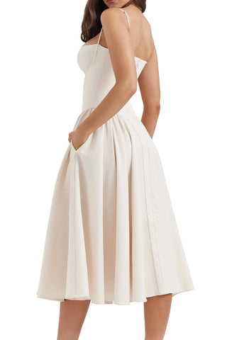 French elegant retro camisole midi dress