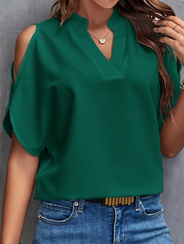 V-neck stylish off shoulder sleeves women's top