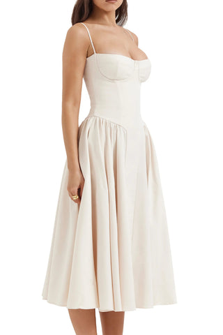 French elegant retro camisole midi dress