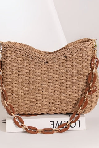 Square Chain Straw Bag