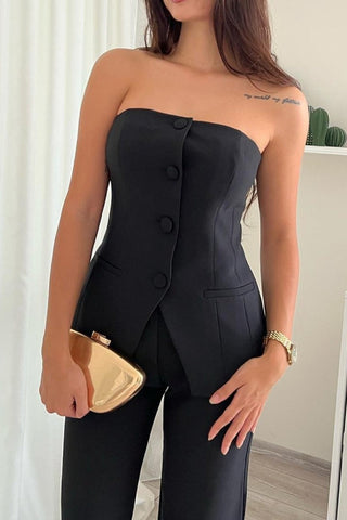 Casual and fashionable suit button style strapless suit