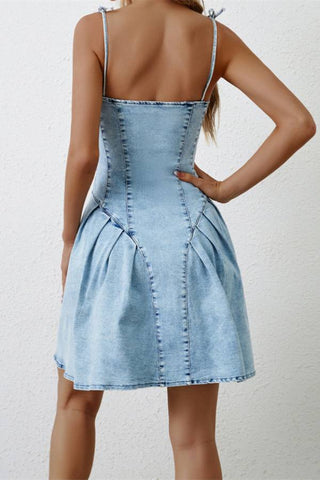 Personalized street patchwork camisole denim mini dress