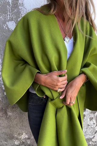 Loose V-neck shawl cloak jacket