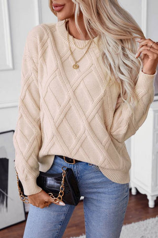 Loose Diamond Knit Pullover Sweater