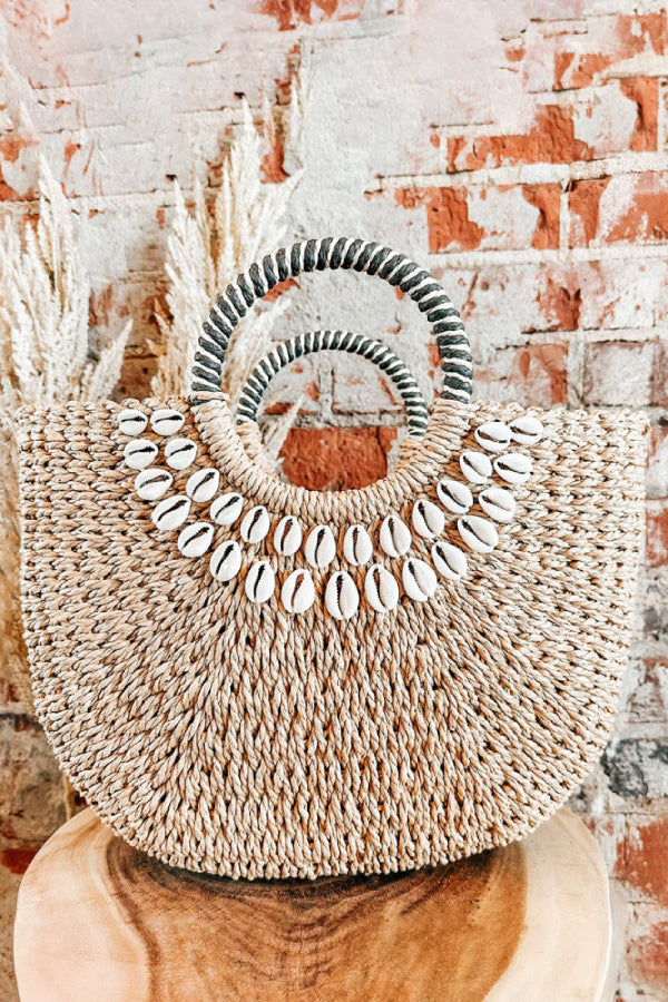 Shell Decor Straw Bag