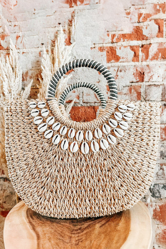 Shell Decor Straw Bag