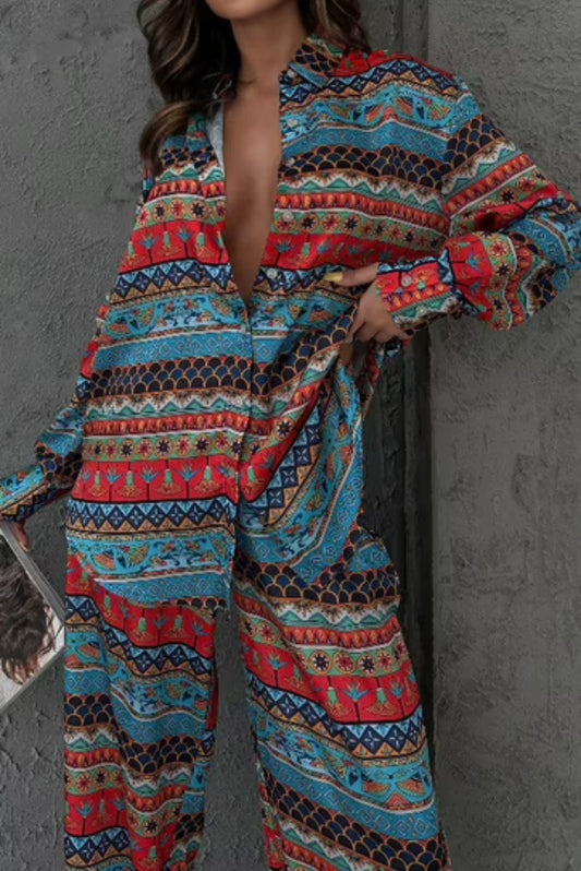 Loose Pattern Printed Two Piece Sets