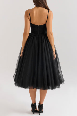 Countess Cabernet Tulle Midi Dress