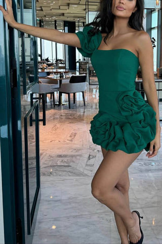 Off Shoulder Flounce Bottom Mini Dress