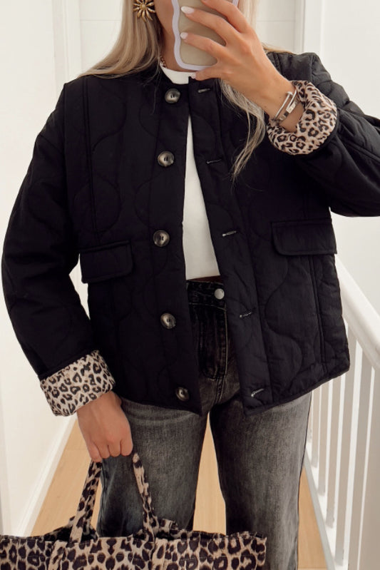 Quilted button-down jacket